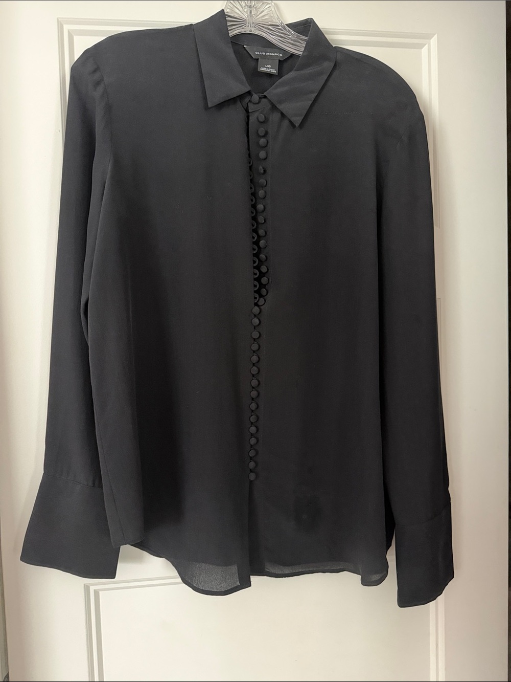 Club Monaco Black Long-Sleeve Button-Front Dress Shirt